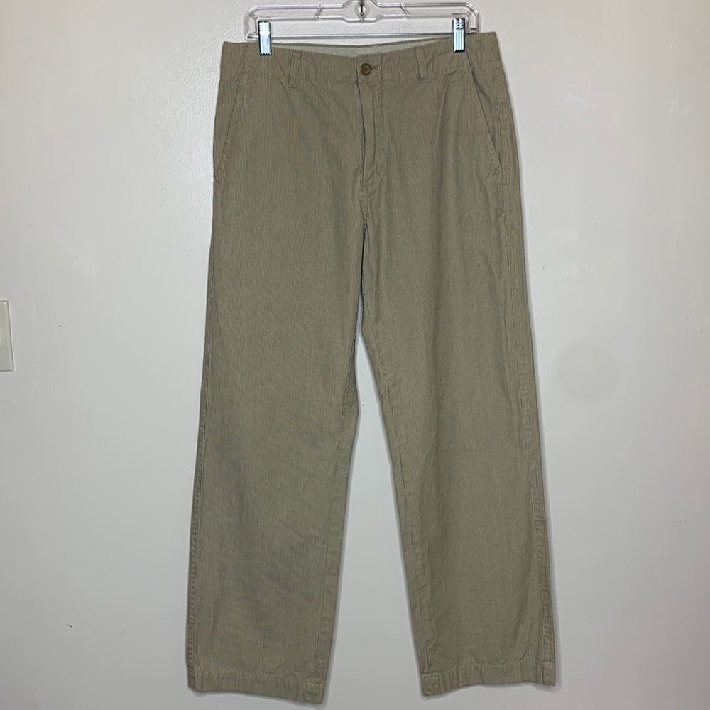 BANANA REPUBLIC Pants Tan Micro Pinstripe Coastal Grandpa Straight Leg 32